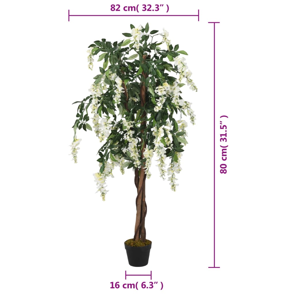 Árbol De Wisteria Artificial 560 Hojas Verde Y Blanco