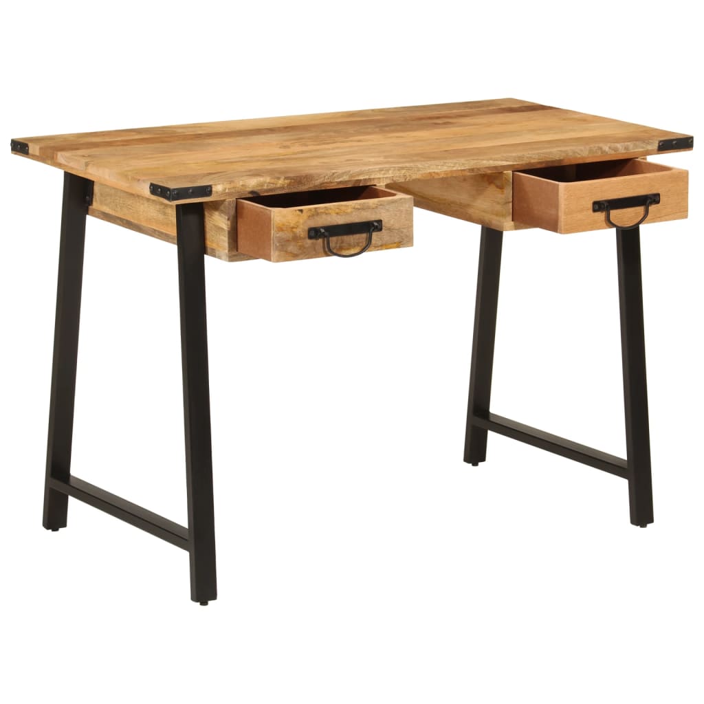 Escritorio Con Cajones Madera Mango Maciza Y Hierro 105X55X70Cm