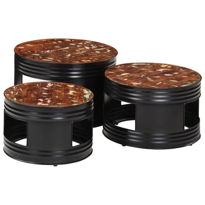 Mesa De Centro Madera Maciza De Mango Rugosa Negra 68X