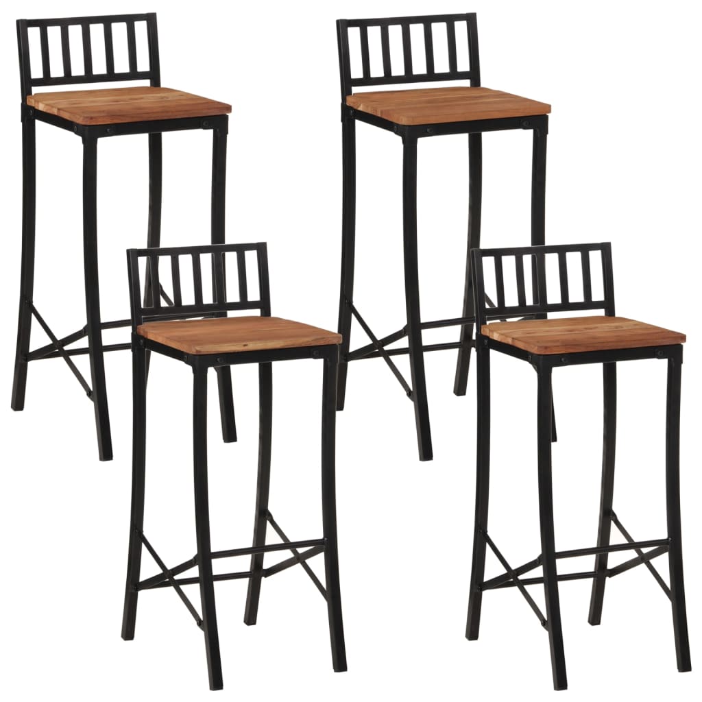 Taburetes Altos 4 Unidades Madera Maciza Reciclada