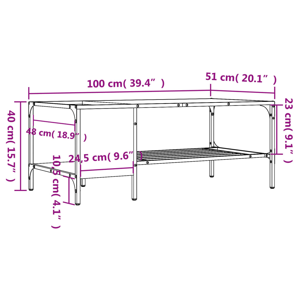 Mesa Centro Estante Madera Ingeniería 100X51X40 Cm