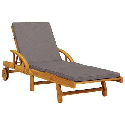 Tumbona Con Cojín Y Mesa Madera Maciza De Acacia
