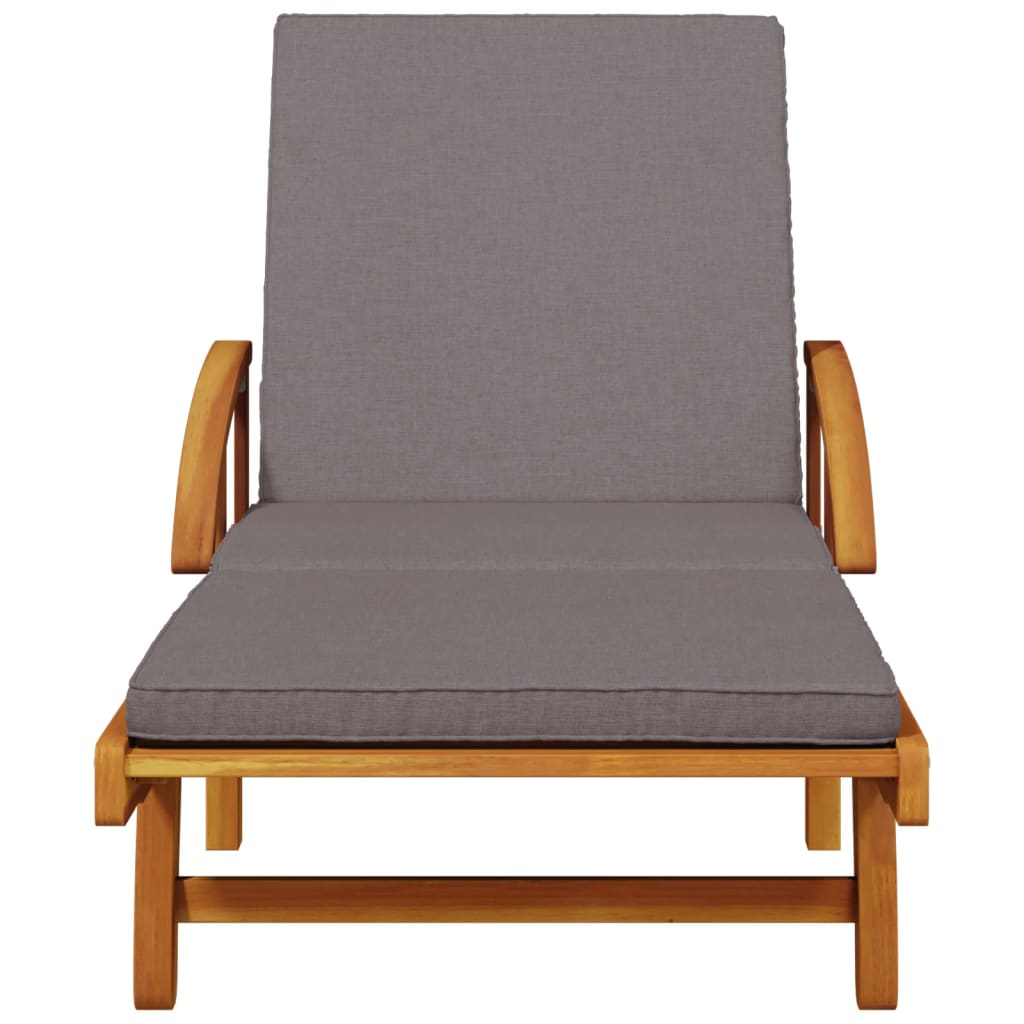 Tumbona Con Cojín Y Mesa Madera Maciza De Acacia