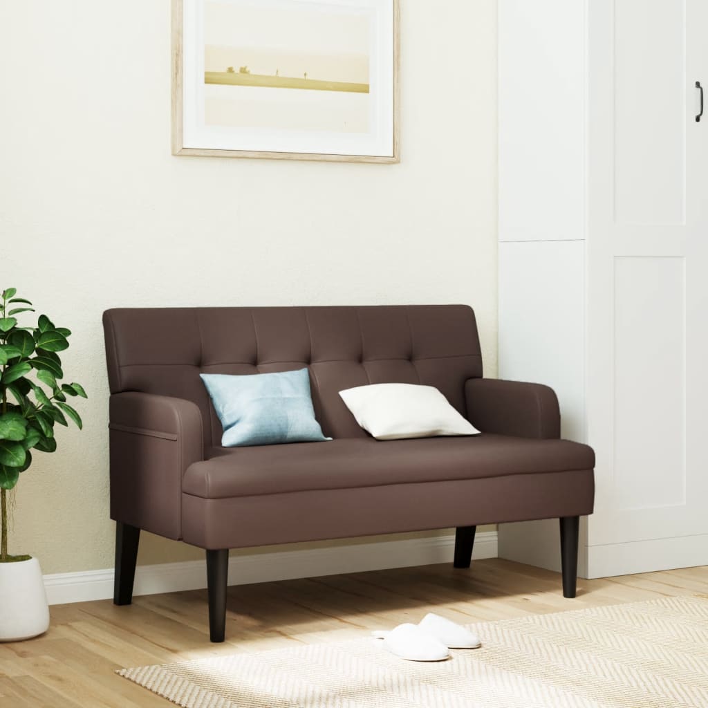 Banco Con Respaldo Ante Sintético Marrón 112X65,5X75 Cm