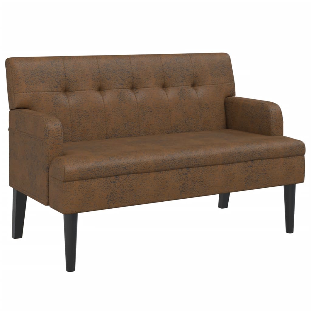 Banco Con Respaldo Ante Sintético Marrón 112X65,5X75 Cm