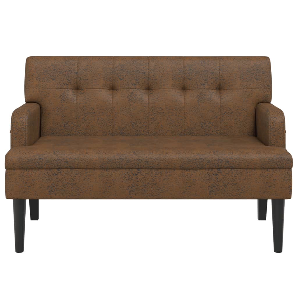 Banco Con Respaldo Ante Sintético Marrón 112X65,5X75 Cm