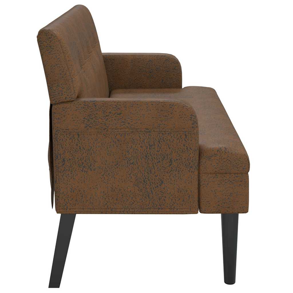 Banco Con Respaldo Ante Sintético Marrón 112X65,5X75 Cm