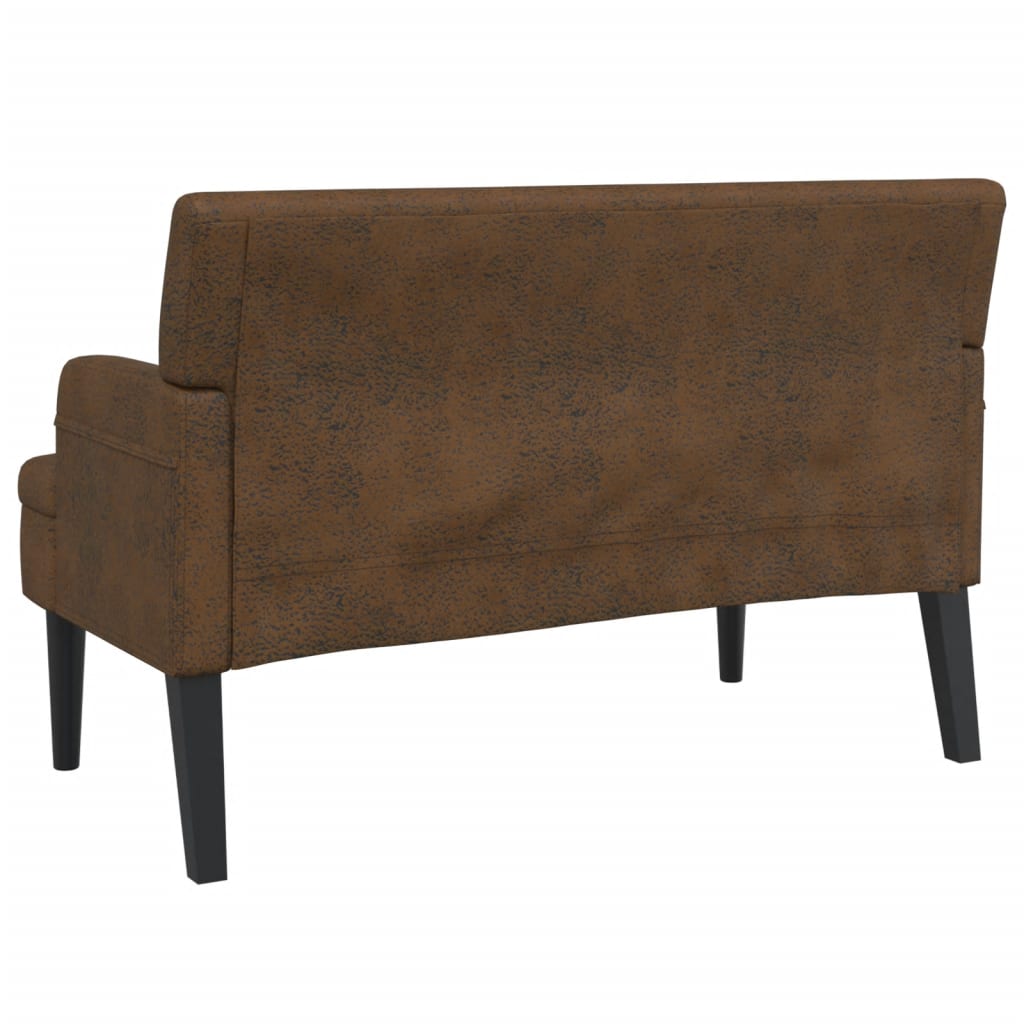 Banco Con Respaldo Ante Sintético Marrón 112X65,5X75 Cm