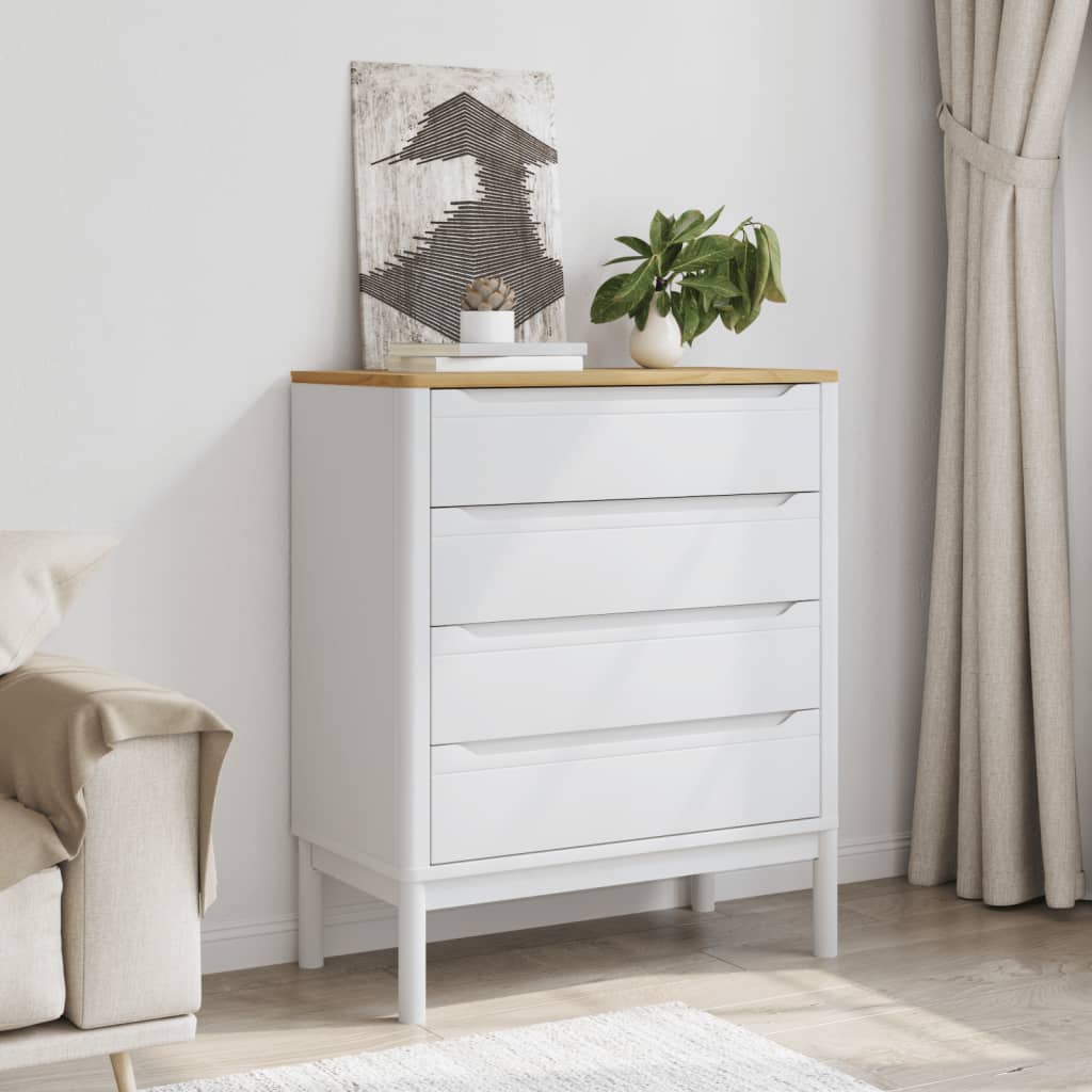 Cómoda Cajonera Floro Madera Maciza De Pino