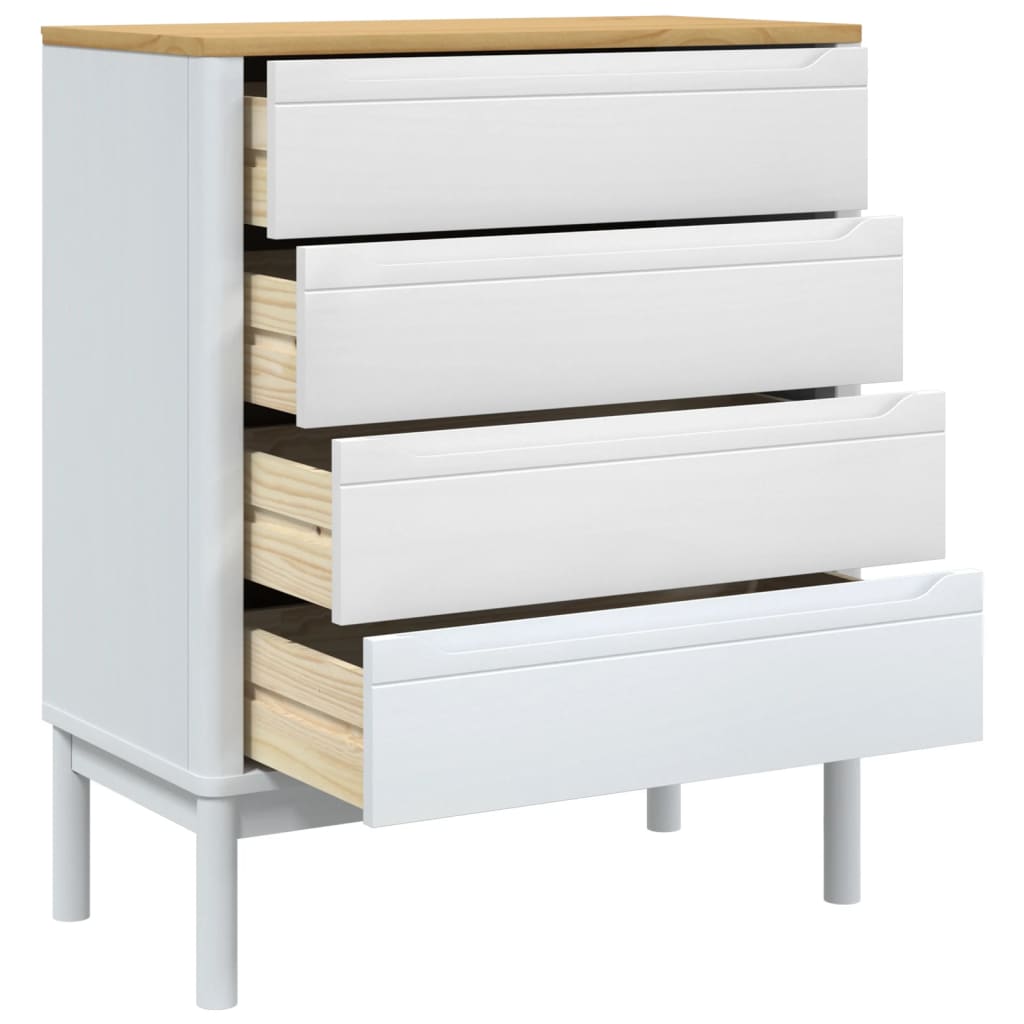 Cómoda Cajonera Floro Madera Maciza De Pino