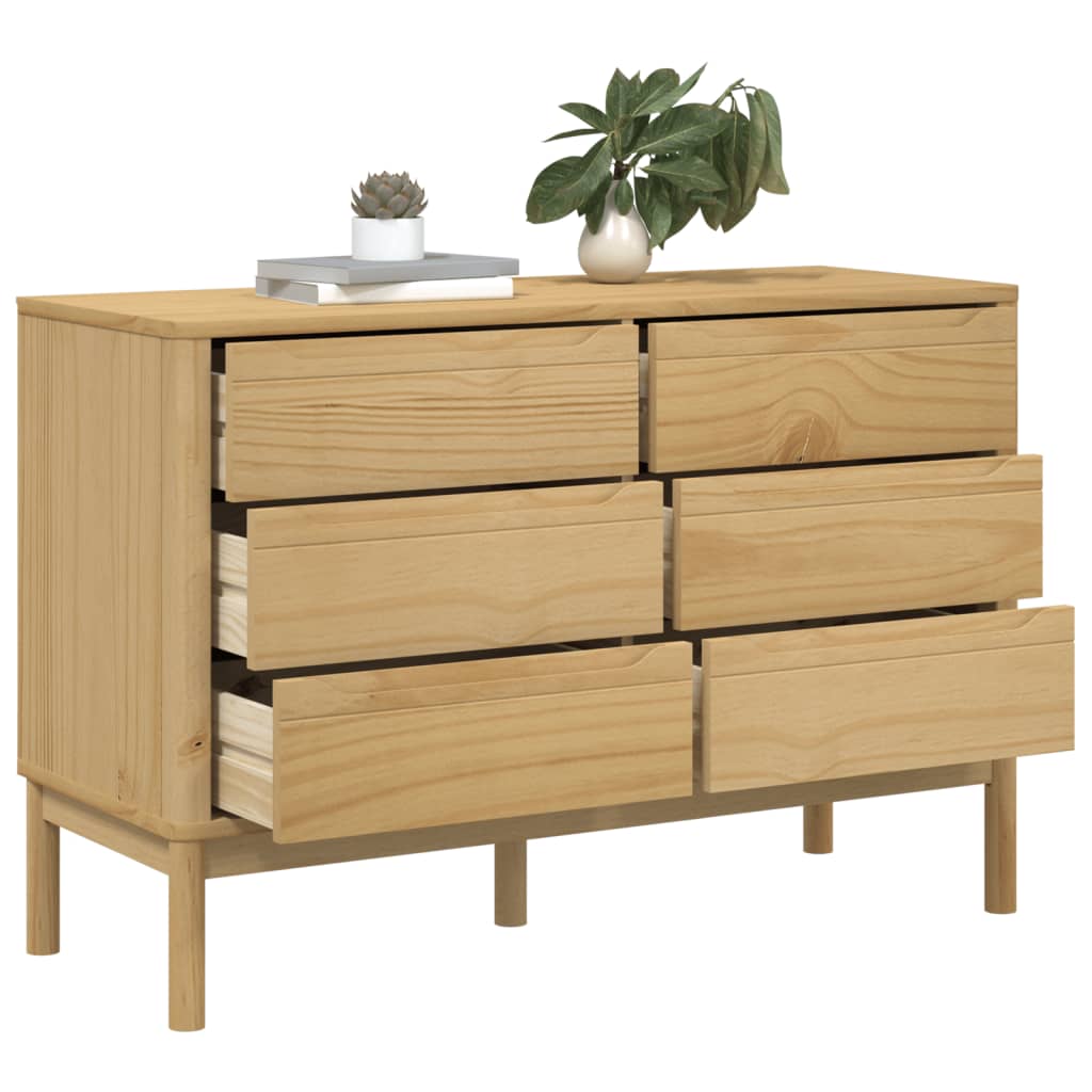 Cómoda Cajonera Floro Madera Maciza De Pino