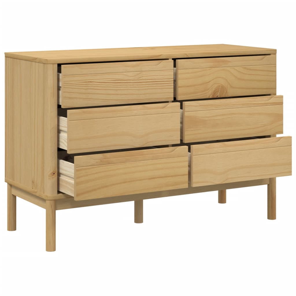 Cómoda Cajonera Floro Madera Maciza De Pino
