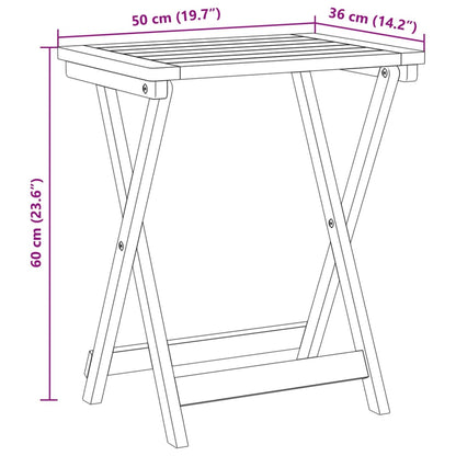 Mesa De Jardín Plegable Madera Maciza De Acacia 50X36X60 Cm