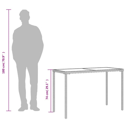 Mesa De Jardín Superficie De Vidrio Ratán Pe 115X54X74 Cm
