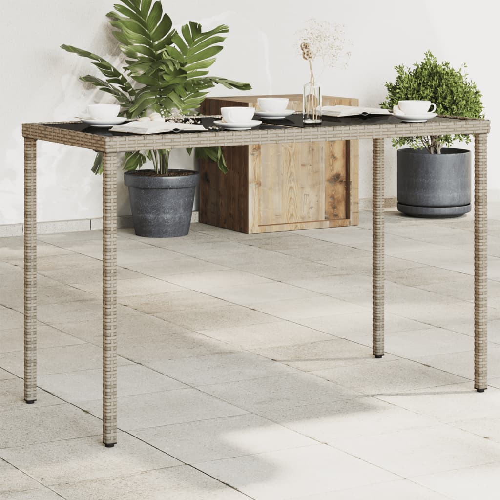Mesa De Jardín Superficie De Vidrio Ratán Pe 115X54X74 Cm