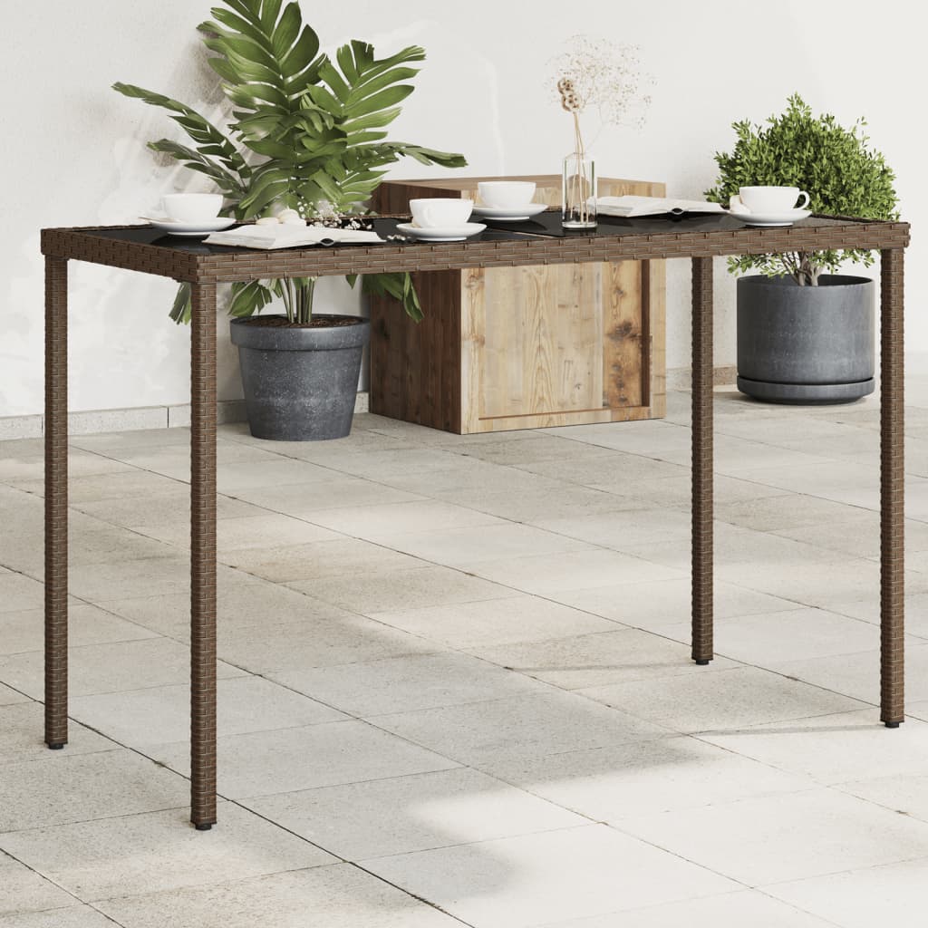 Mesa De Jardín Superficie De Vidrio Ratán Pe 115X54X74 Cm