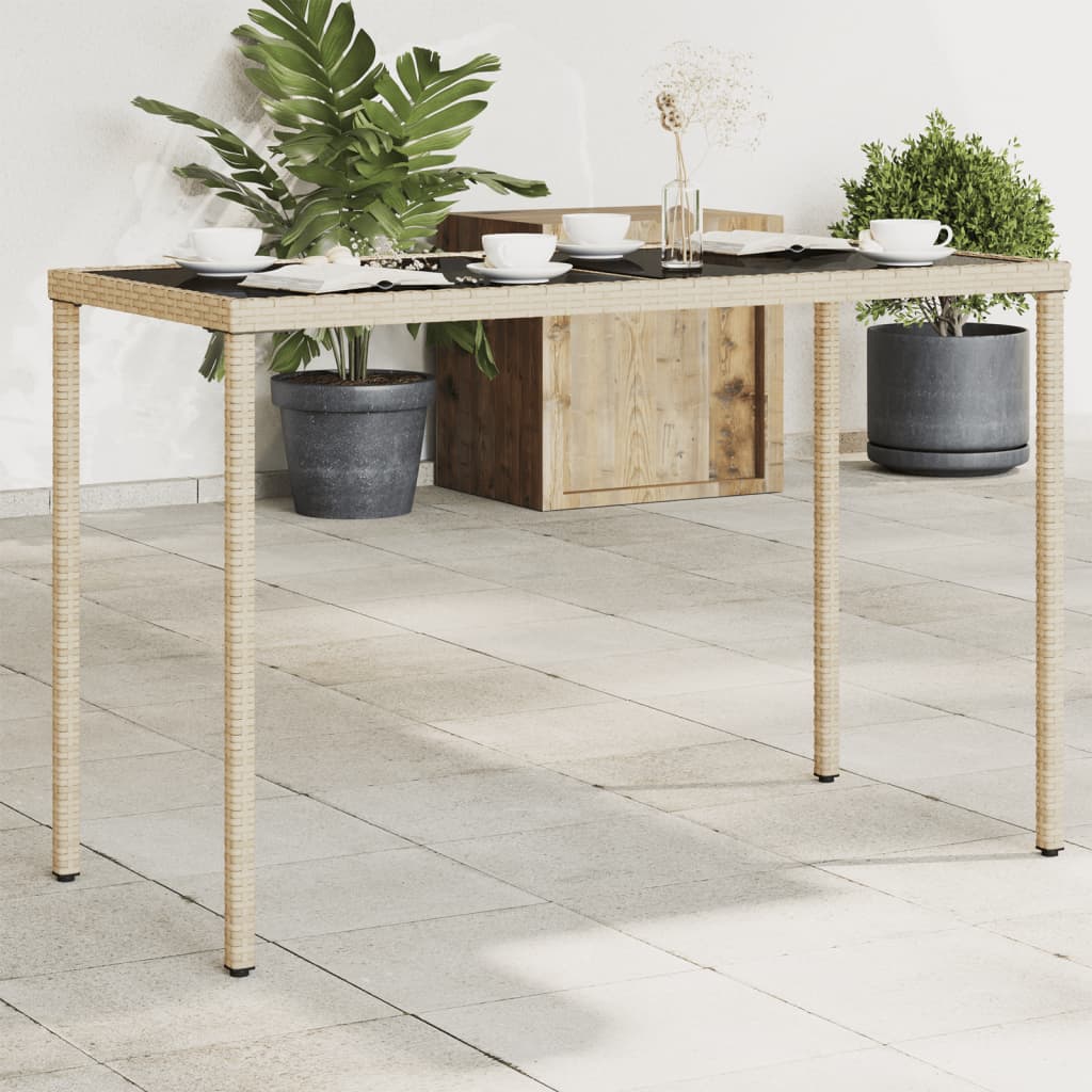 Mesa De Jardín Superficie De Vidrio Ratán Pe 115X54X74 Cm