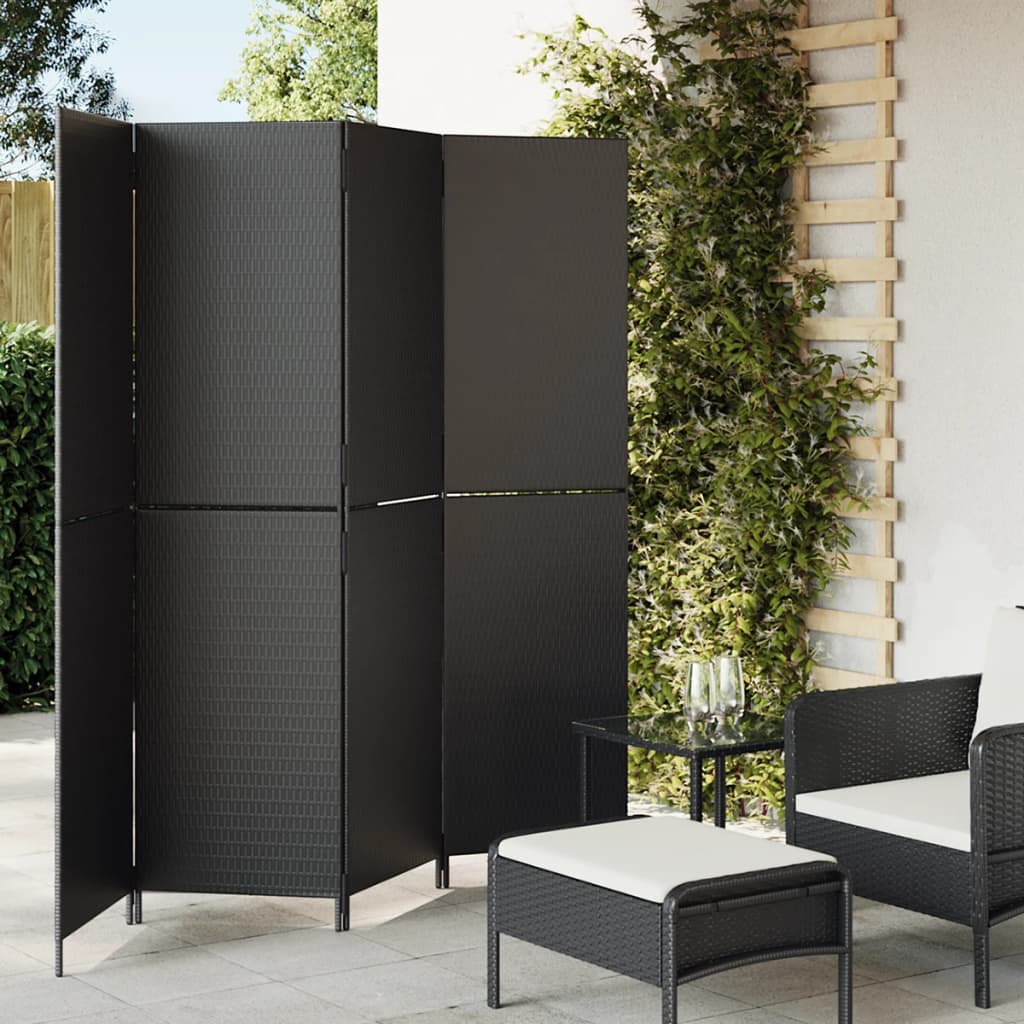 Biombo De 3 Paneles Ratán Sintético