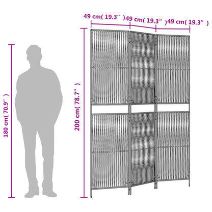 Biombo De 3 Paneles Ratán Sintético