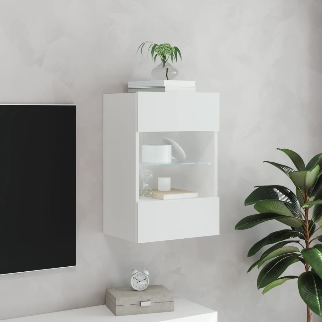 Mueble De Tv De Pared Con Luces Led 40X30X60,5 Cm