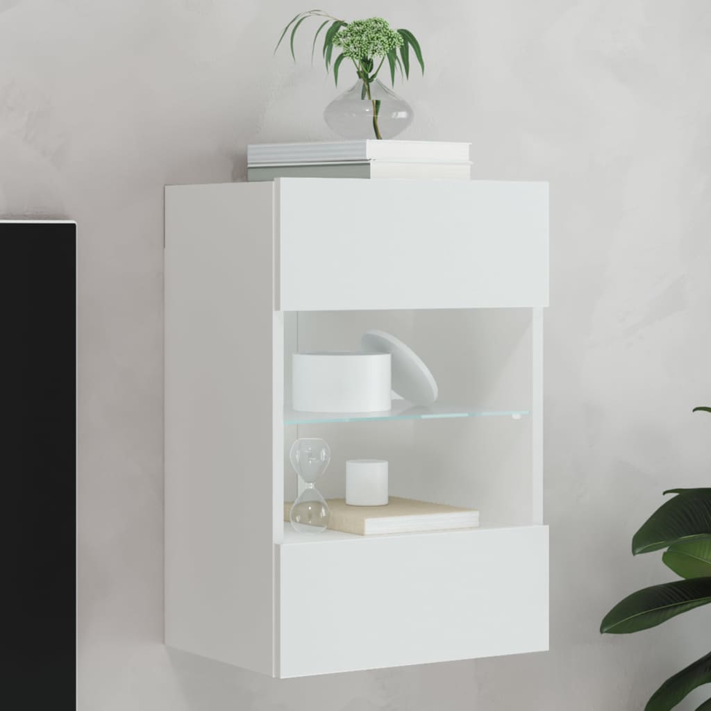 Mueble De Tv De Pared Con Luces Led 40X30X60,5 Cm