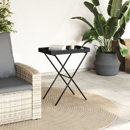 Mesa Con Bandeja Plegable Ratán Sintético 65X40X75 Cm
