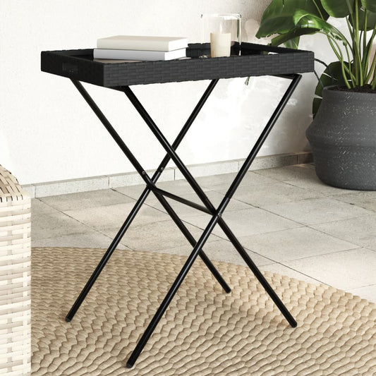 Mesa Con Bandeja Plegable Ratán Sintético 65X40X75 Cm