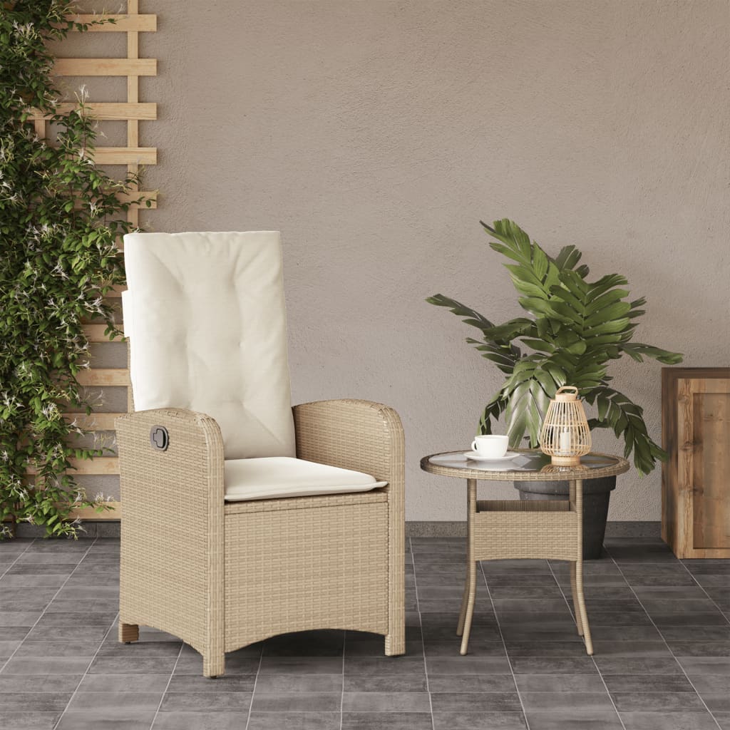 Silla De Jardín Reclinable Con Cojines Ratán Sintético