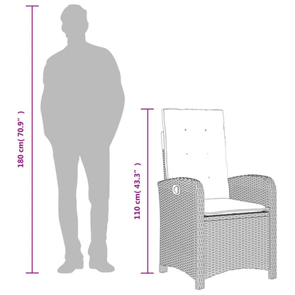Silla De Jardín Reclinable Con Cojines Ratán Sintético