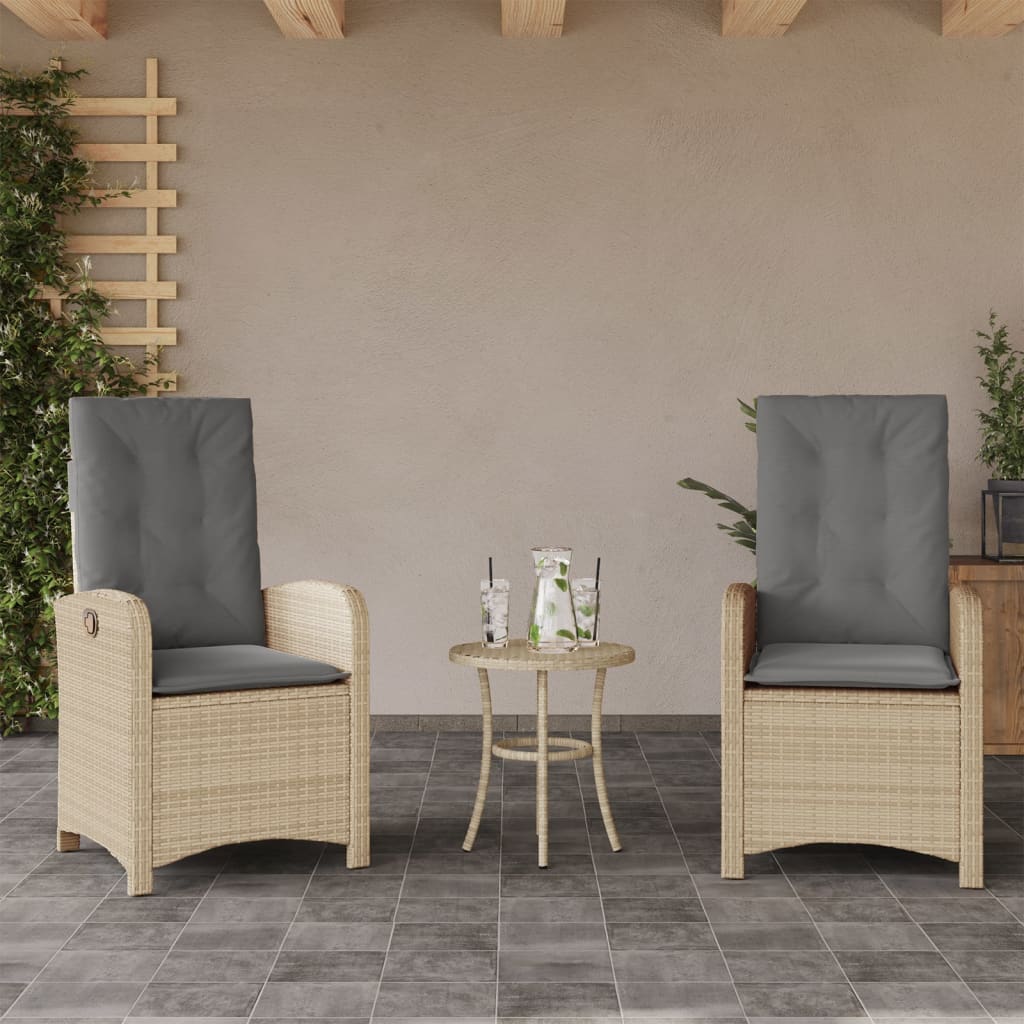 Silla De Jardín Reclinable Con Cojines Ratán Sintético