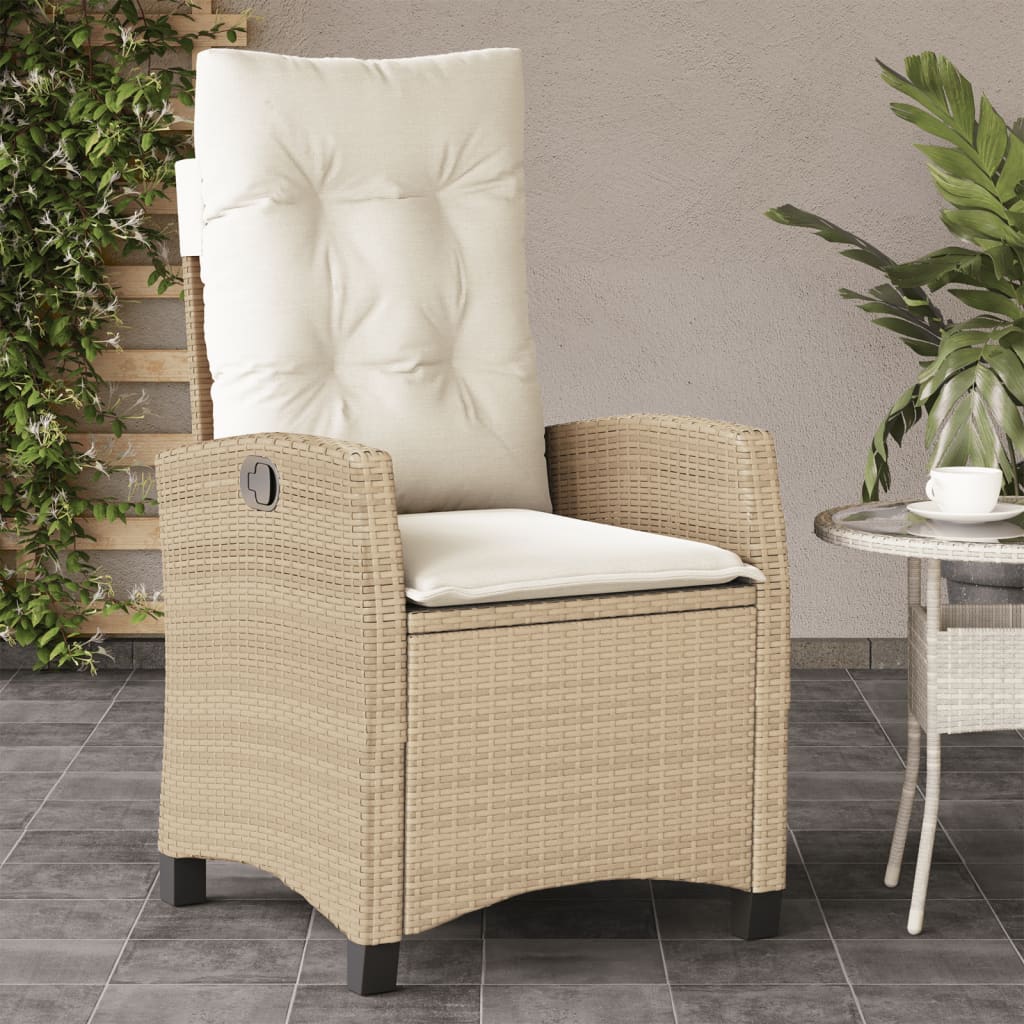 Silla De Jardín Reclinable Con Cojines Ratán Sintético