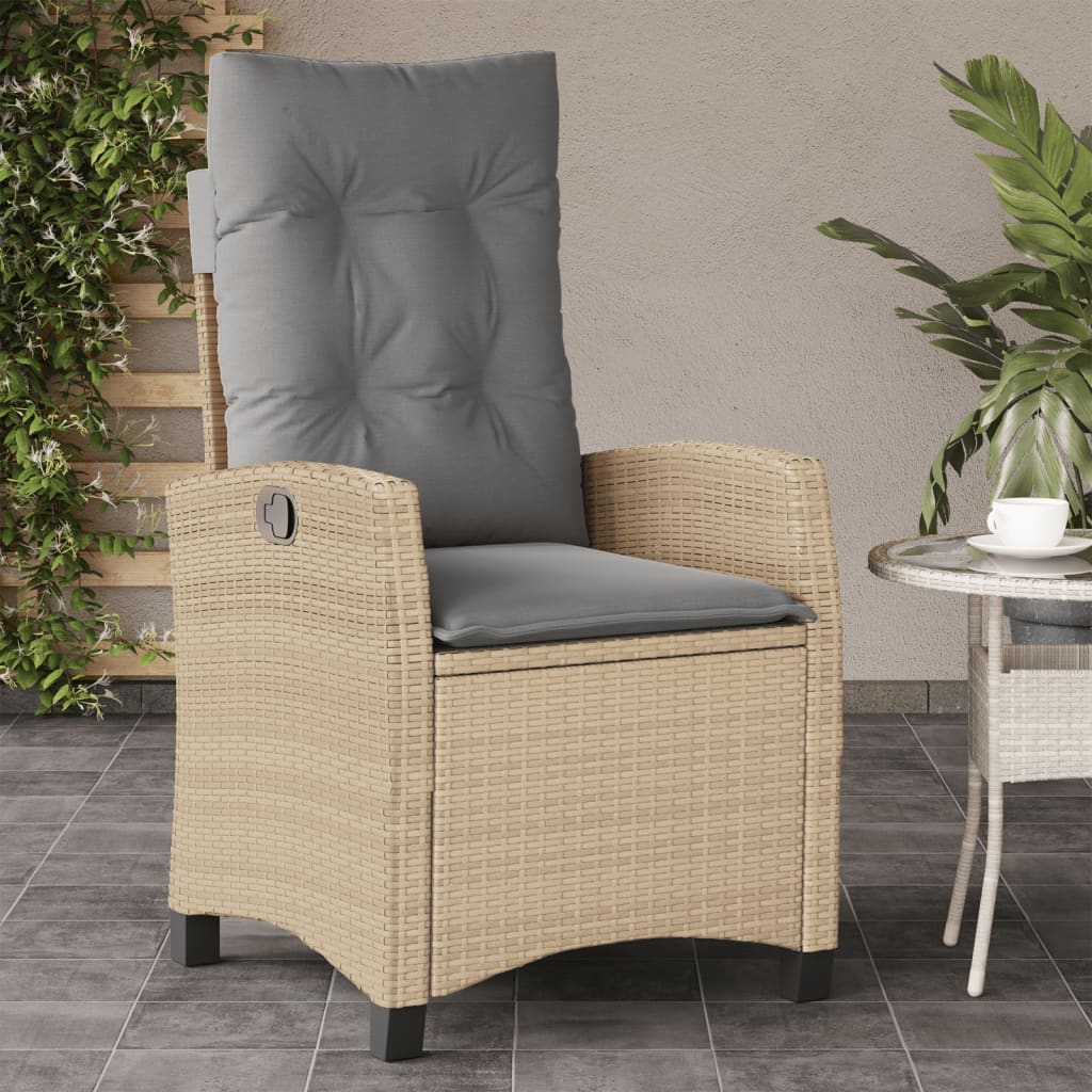 Silla De Jardín Reclinable Con Cojines Ratán Sintético