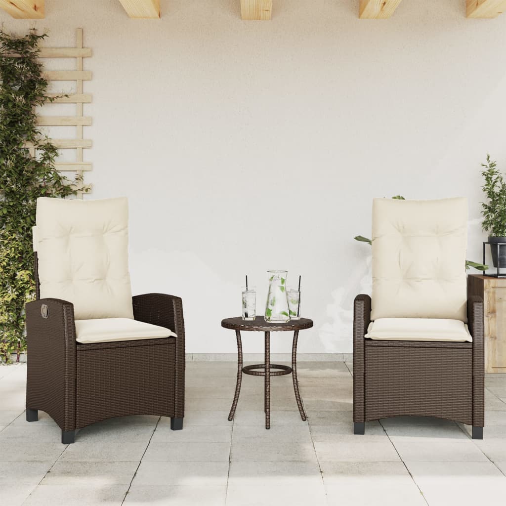 Silla De Jardín Reclinable Con Cojines Ratán Sintético