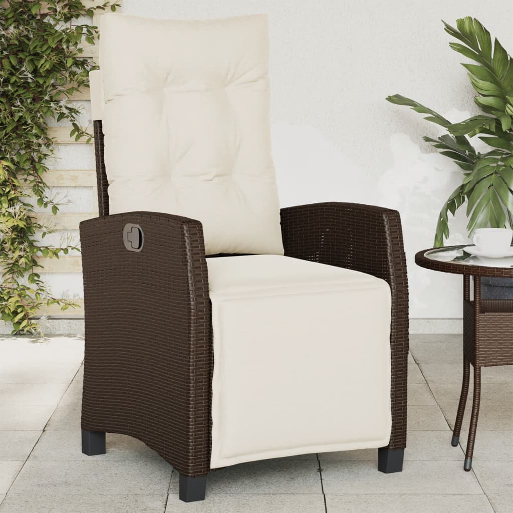 Silla De Jardín Reclinable Con Cojines Ratán Sintético