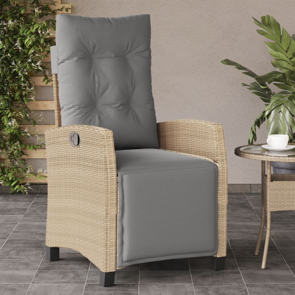 Silla De Jardín Reclinable Con Cojines Ratán Sintético