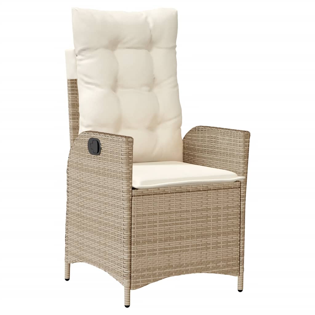 Silla De Jardín Reclinable Con Cojines Ratán Sintético