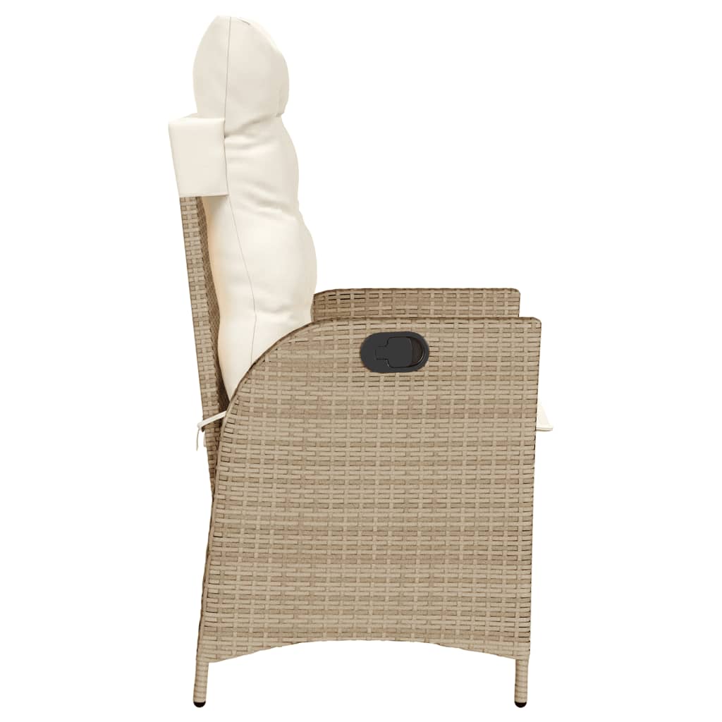 Silla De Jardín Reclinable Con Cojines Ratán Sintético