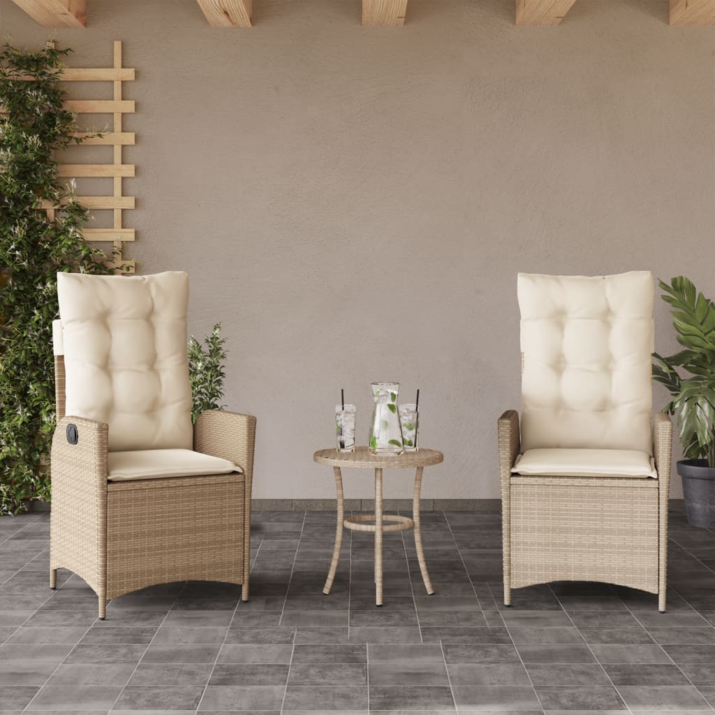 Silla De Jardín Reclinable Con Cojines Ratán Sintético