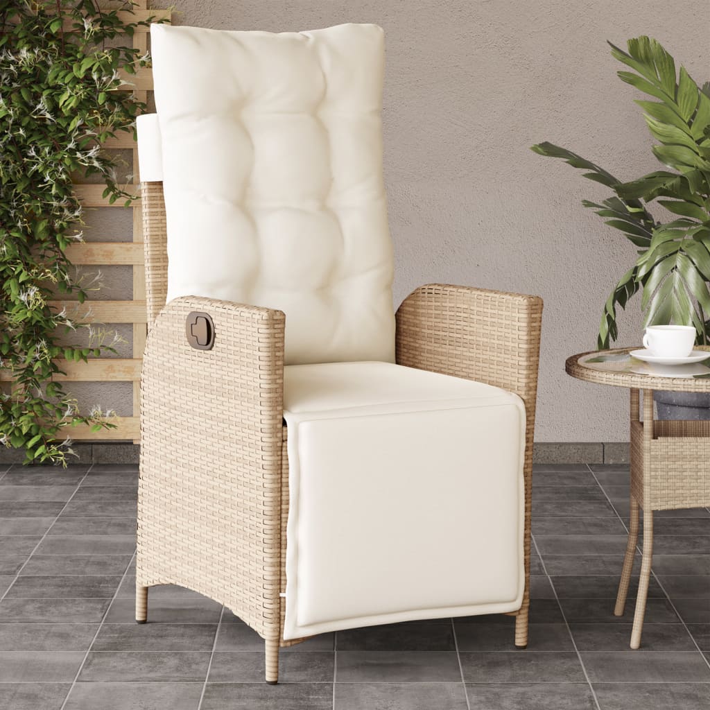 Silla De Jardín Reclinable Con Cojines Ratán Sintético