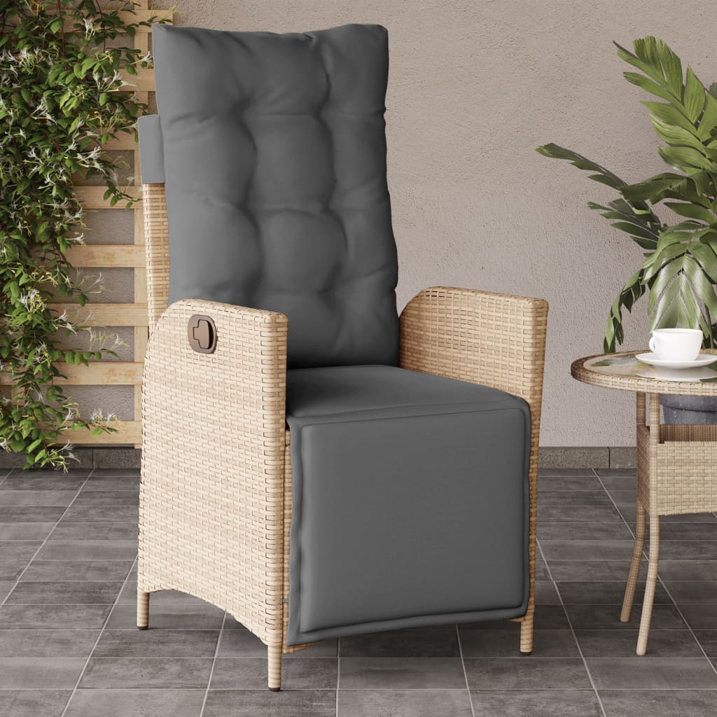 Silla De Jardín Reclinable Con Cojines Ratán Sintético