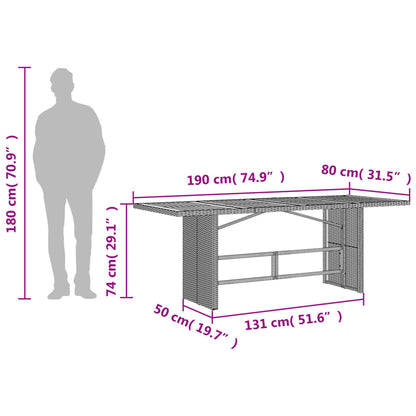 Mesa De Jardín Superficie De Ratán Pe 190X80X74 Cm
