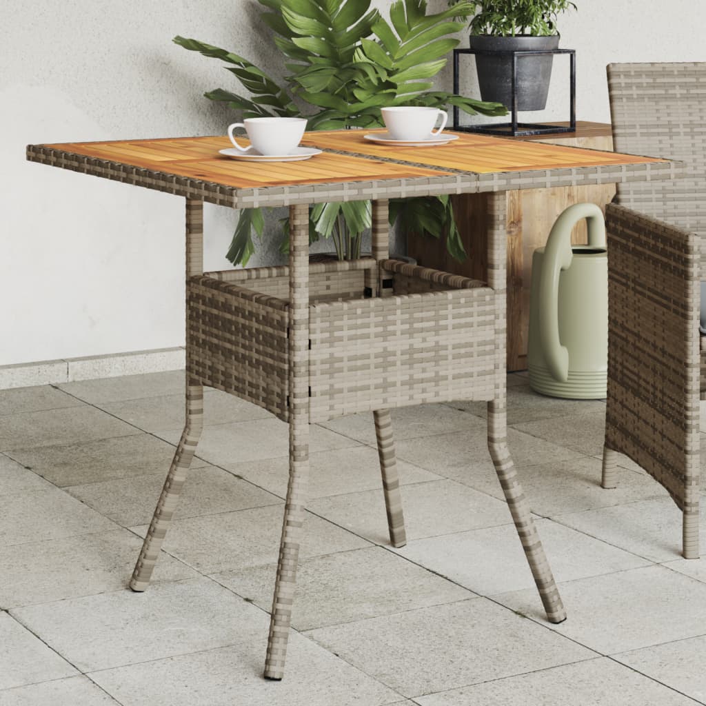 Mesa De Jardín Superficie De Vidrio Ratán Pe 80X80X75 Cm