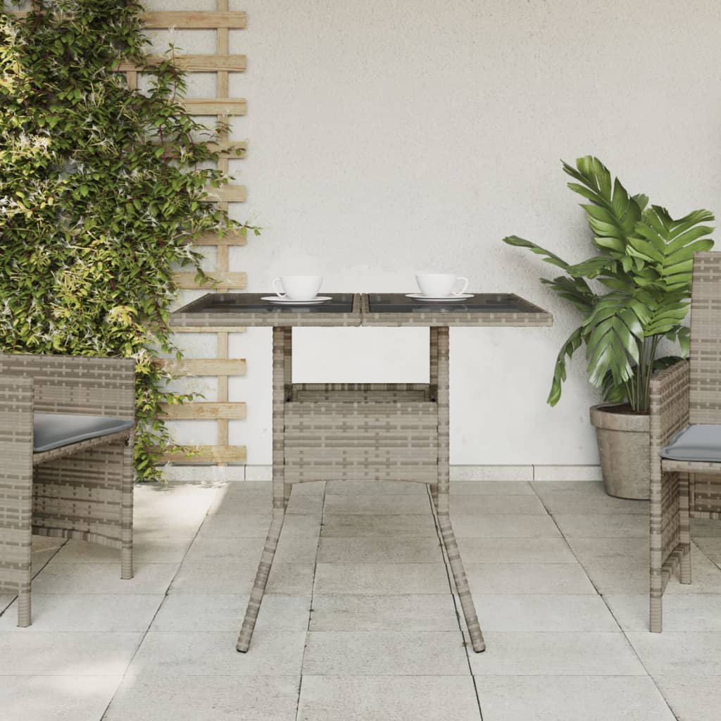 Mesa De Jardín Superficie De Vidrio Ratán Pe 80X80X75 Cm