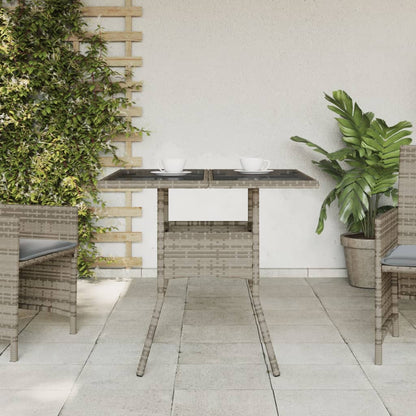 Mesa De Jardín Superficie De Vidrio Ratán Pe 80X80X75 Cm