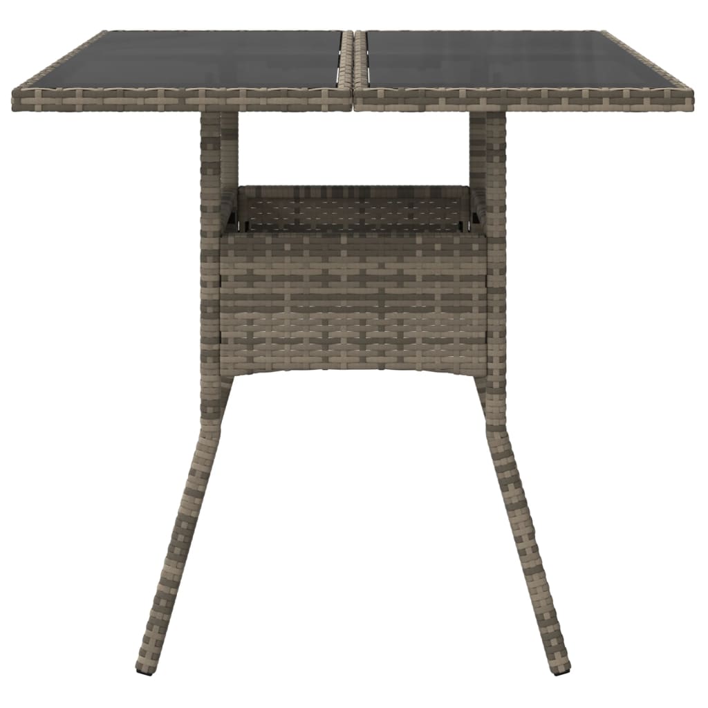 Mesa De Jardín Superficie De Vidrio Ratán Pe 80X80X75 Cm