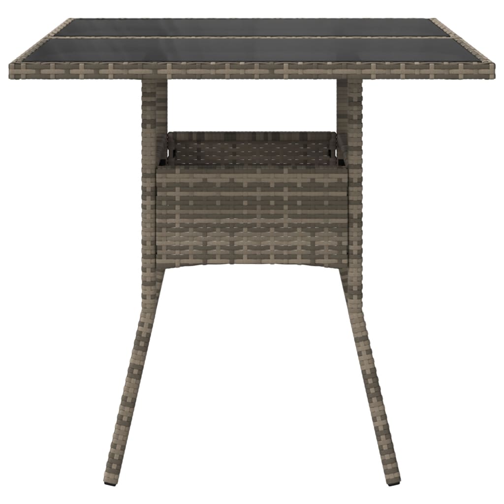 Mesa De Jardín Superficie De Vidrio Ratán Pe 80X80X75 Cm