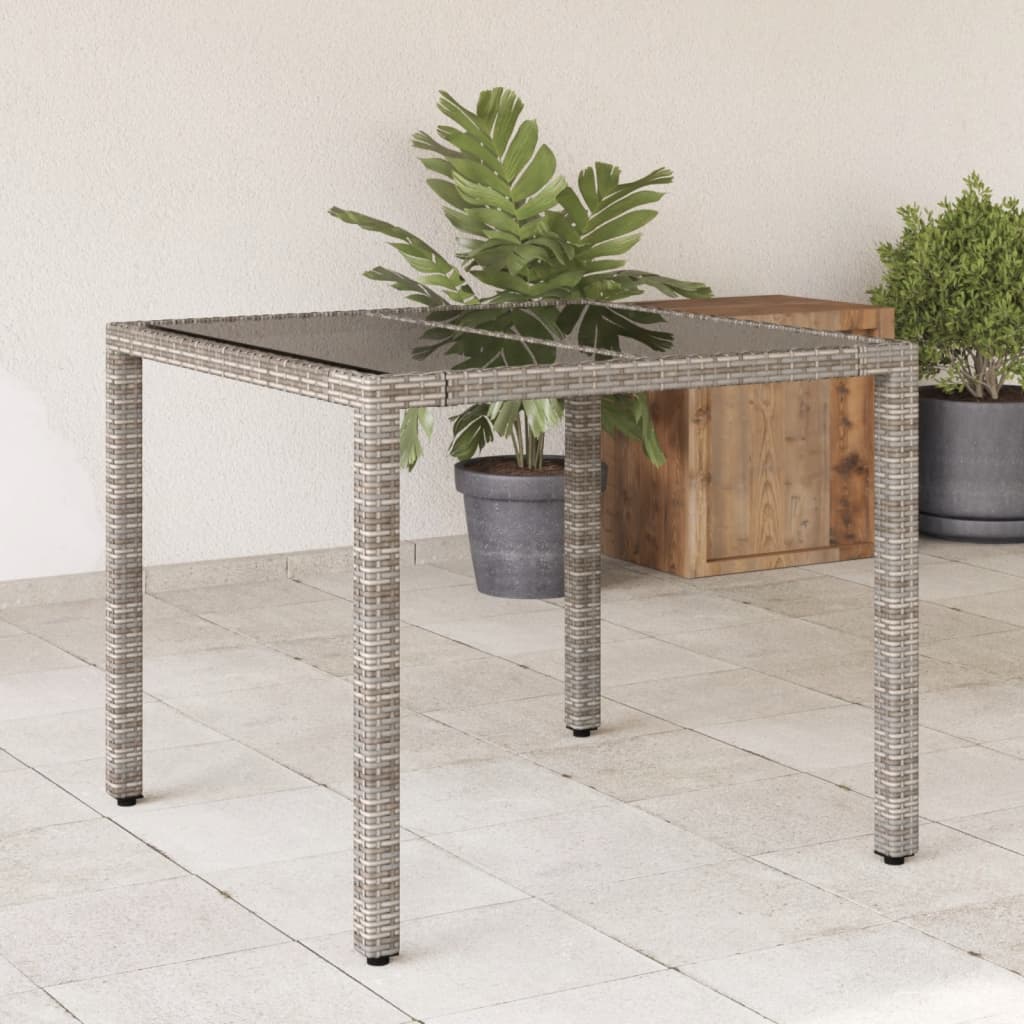 Mesa De Jardín Superficie De Vidrio Ratán Pe 90X90X75 Cm