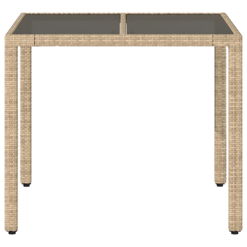 Mesa De Jardín Superficie De Vidrio Ratán Pe 90X90X75 Cm