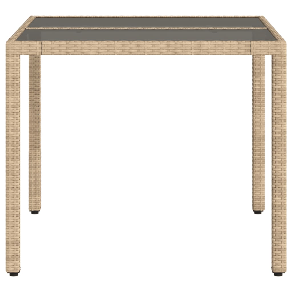 Mesa De Jardín Superficie De Vidrio Ratán Pe 90X90X75 Cm