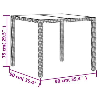 Mesa De Jardín Superficie De Vidrio Ratán Pe 90X90X75 Cm